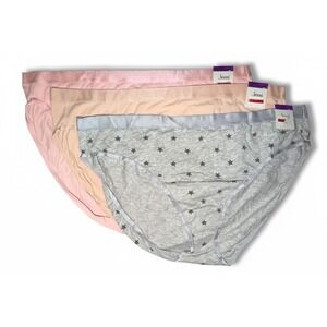 Jenni Intimates Women's Brief Star Print & Solid Colors, Lot of 3, Size XXL, NWT